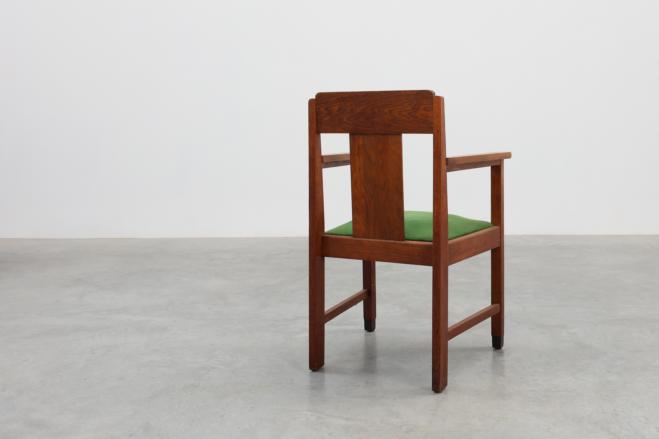 Amsterdamse school oak and velvet side chair, The Netherlands 1920sthumbnail